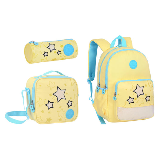 17INCH BACKPACK+LUNCH BAG+PENCIL CASE LIMON TWINS || شنطة ظهر طبي 17 انش الوان فواتح 3 قطع TWINS
