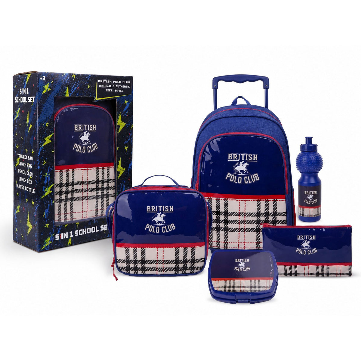 British Polo Club CBPC3 5IN1 TROLLEY BOX SET 16" || طقم شنطة تروللي بوبو كلوب 5 في 1، 16 إنش