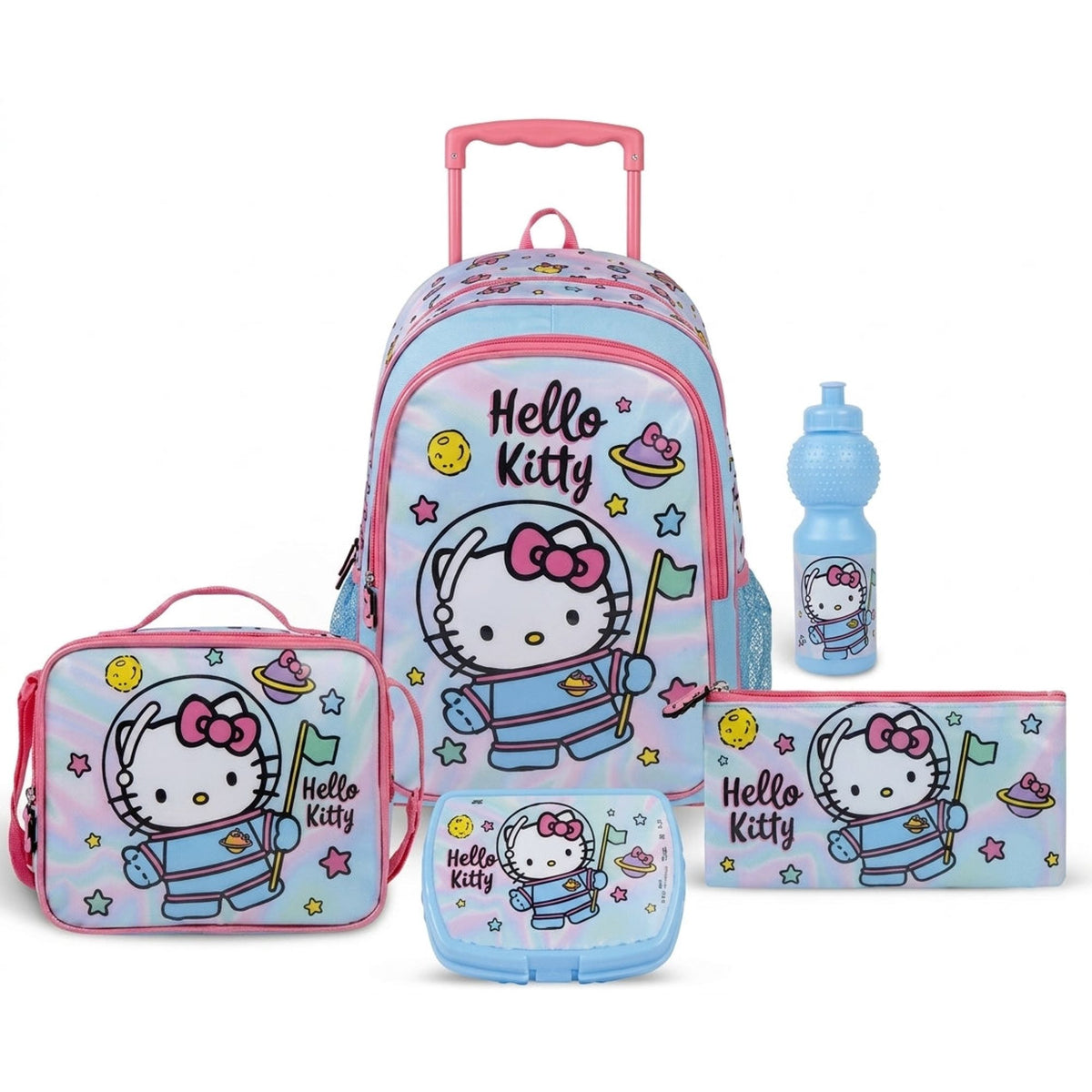 "SANRIO HELLO KITTY ASTRONAUT 5 IN 1 TROLLEY SET  18" || "طقم شنطة تروللي سانريو هيلو كيتي  أسترونوت ٥ في ١، ١٨ إنش"