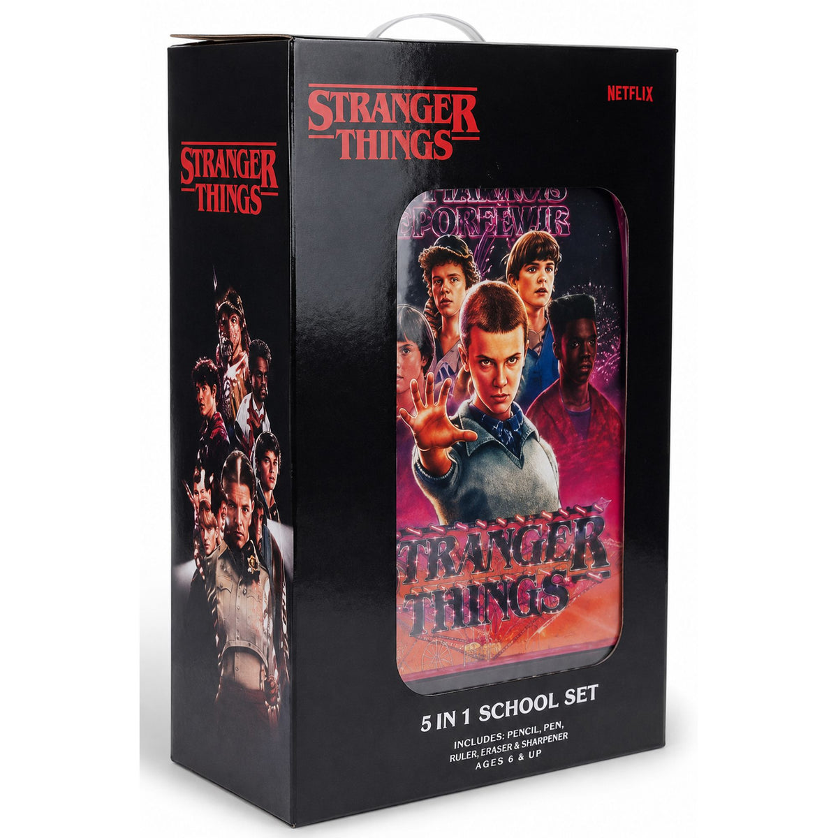 NETFLIX STRANGER THINGS FRIENDSHIP 5 IN 1 SET  18" || طقم شنطة تروللي مجموعة نتفليكس سترينجر ثينغز فريندشيب 5 في 1  ، 18 إنش