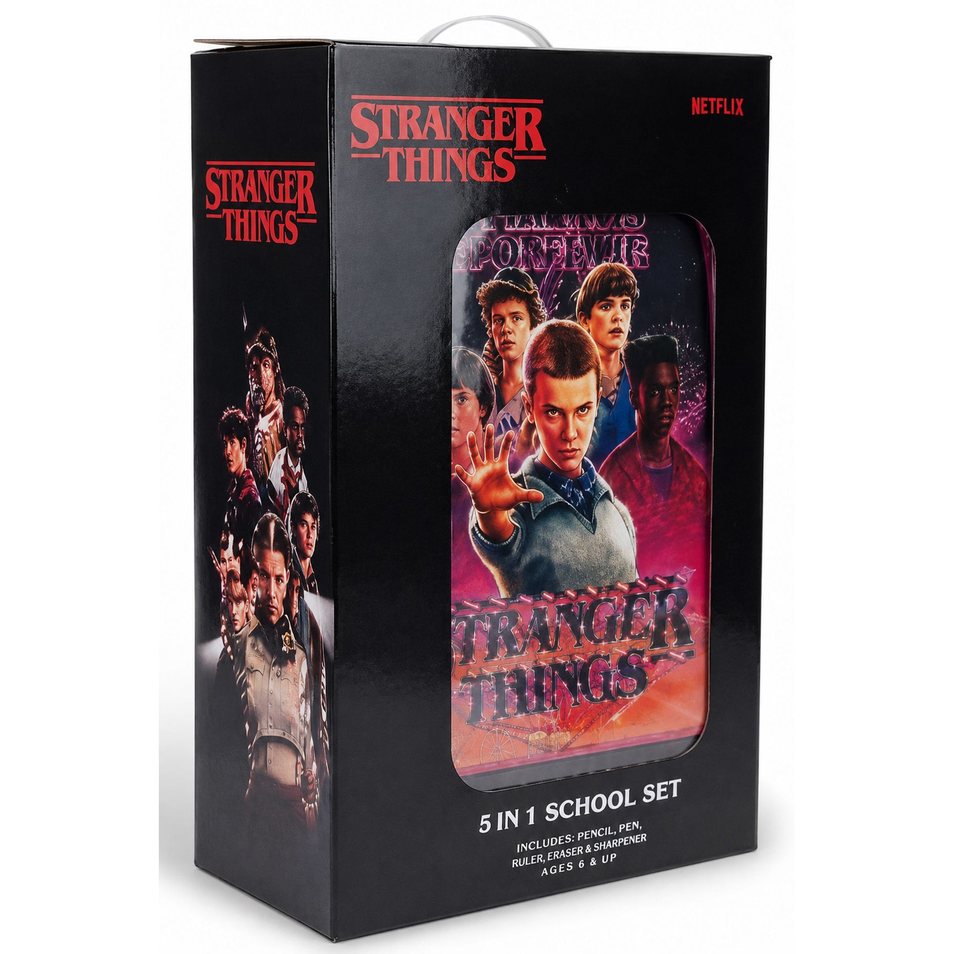 NETFLIX STRANGER THINGS FRIENDSHIP 5 IN 1 SET  18" || طقم شنطة تروللي مجموعة نتفليكس سترينجر ثينغز فريندشيب 5 في 1  ، 18 إنش