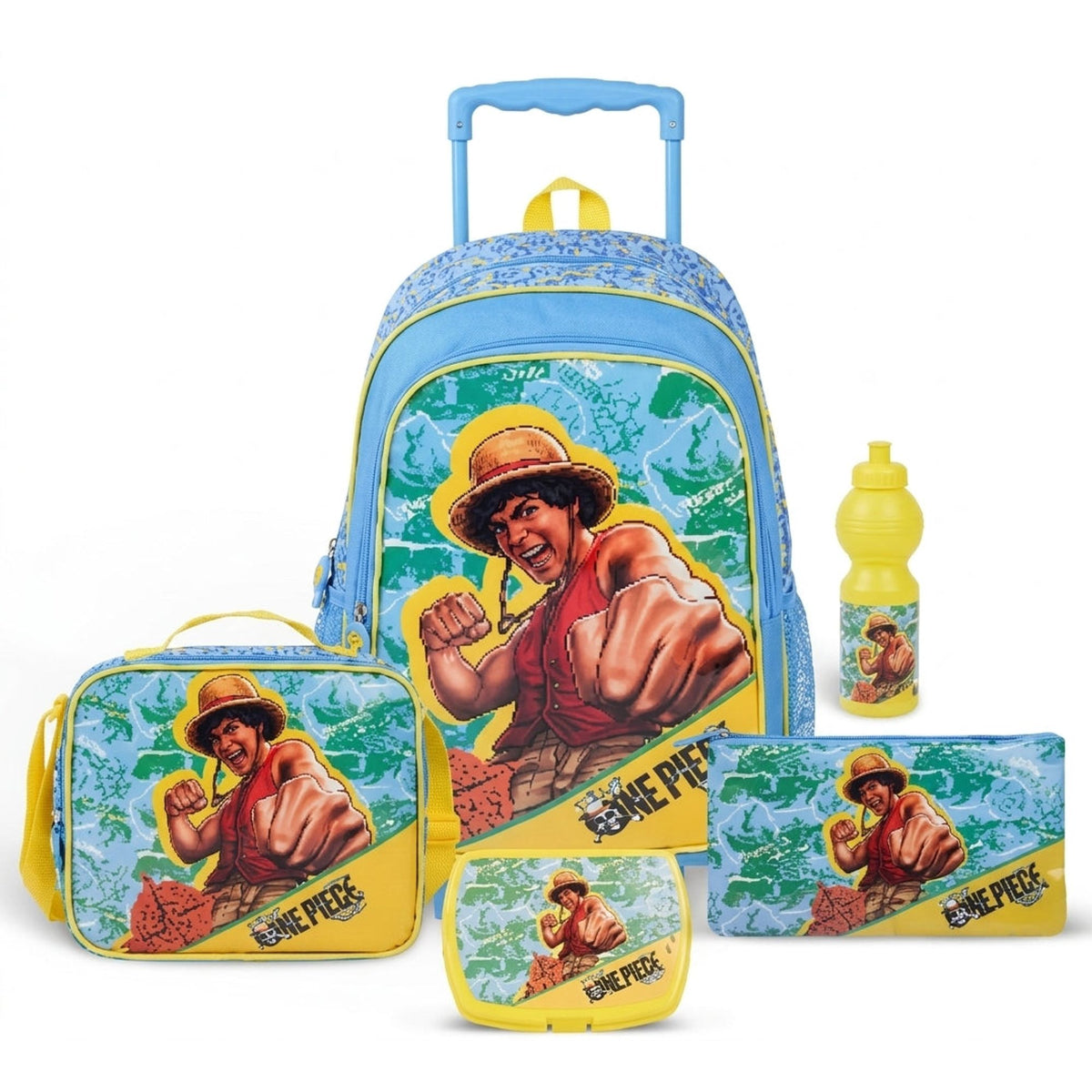 NETFLIX ONE PIECE 5 IN 1 TROLLEY SET 18" ||  طقم شنطة تروللي نتفليكس ون بيس 5 في 1، 18 إنش