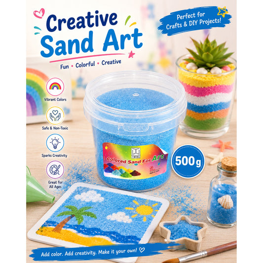 Twins Colored Sand 500g Blue || رمل ملون توينز 500 جرام ازرق