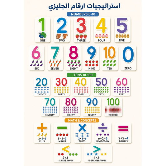 A&T Teachers Whiteboard Strategies English Numbers 27 Pcs || استراتيجيات تعليمية للمعلمين ارقام انجليزي 27 حبة