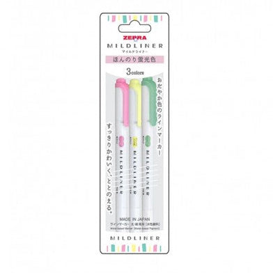 Zebra Mildliner Highlighter Basic Set 3 Colors || زيبرا  طقم فوسفوري راسين بيسك كرت ميلد لاينر 3 ألوان