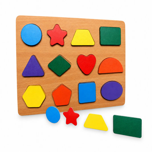 Wooden turtle spelling puzzle on a clean white background