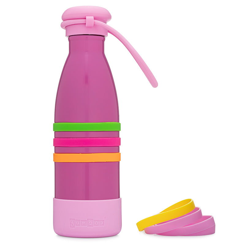 Yumbox Pacific Pink Aqua Water Bottle with Strap
