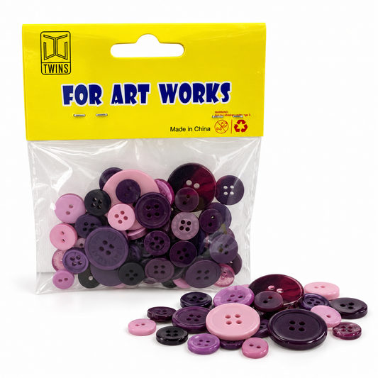 TWINS DIY Craft Buttons – Dark Purple & Pink || أزرار توينز للأشغال اليدوية – بنفسجي داكن ووردي
