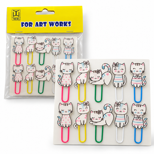 TWINS Cute Cat Paper Clips - 10 Pack || مشابك ورق توينز قطط لطيفة - 10 قطع