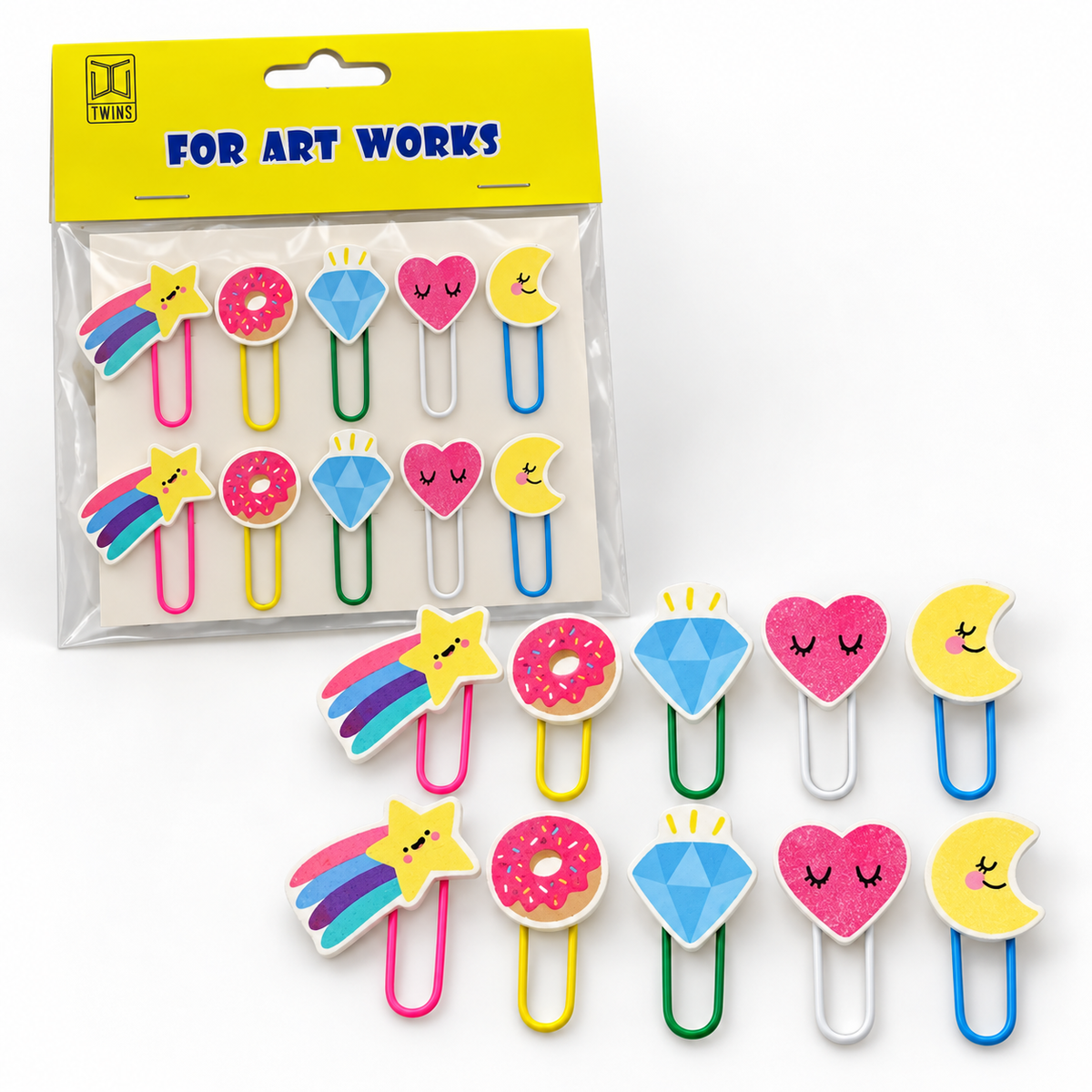 TWINS Cute Icons Paper Clips - 10 Pack || مشابك ورق توينز رموز لطيفة - 10 قطع