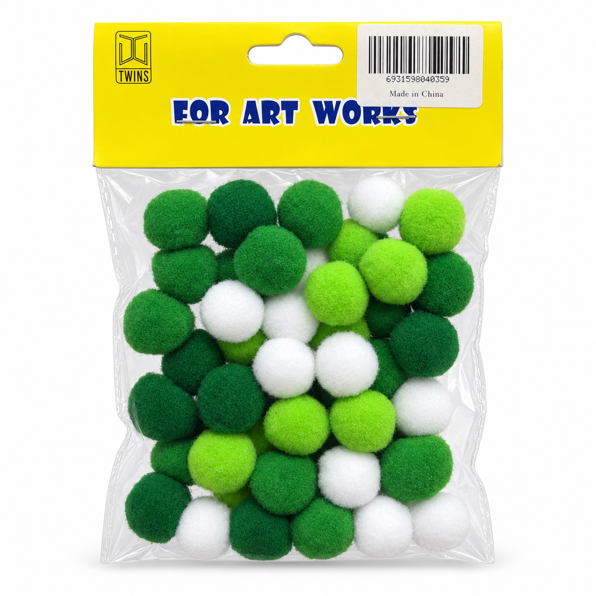 Twins Pom Poms Green & White || كرات بوم بوم أخضر وأبيض توينز