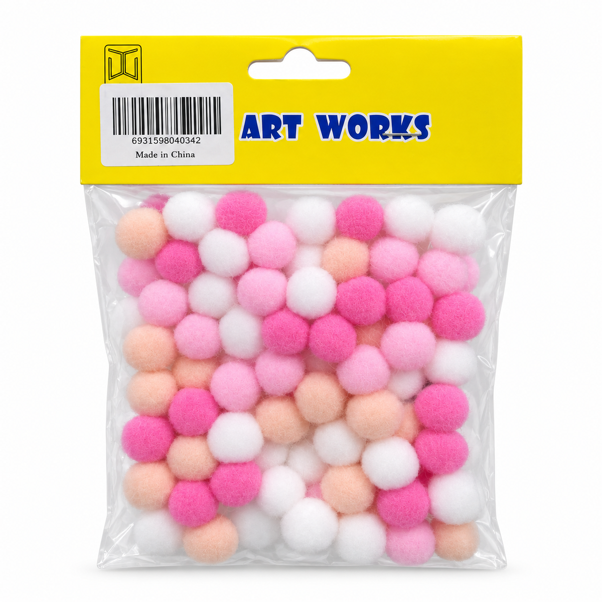 Twins Pom Poms Pink, Peach & White || كرات بوم بوم وردي وخوخي وأبيض توينز