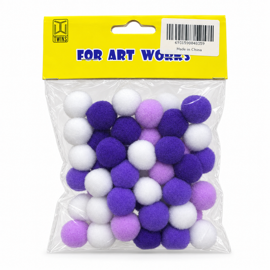 Twins Pom Poms Purple & White || كرات بوم بوم بنفسجي وأبيض توينز