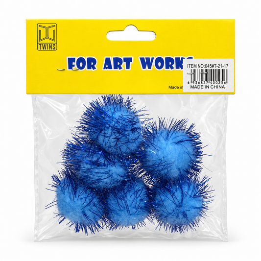 Twins Tinsel Pom Poms Blue || كرات بوم بوم لامعة زرقاء توينز