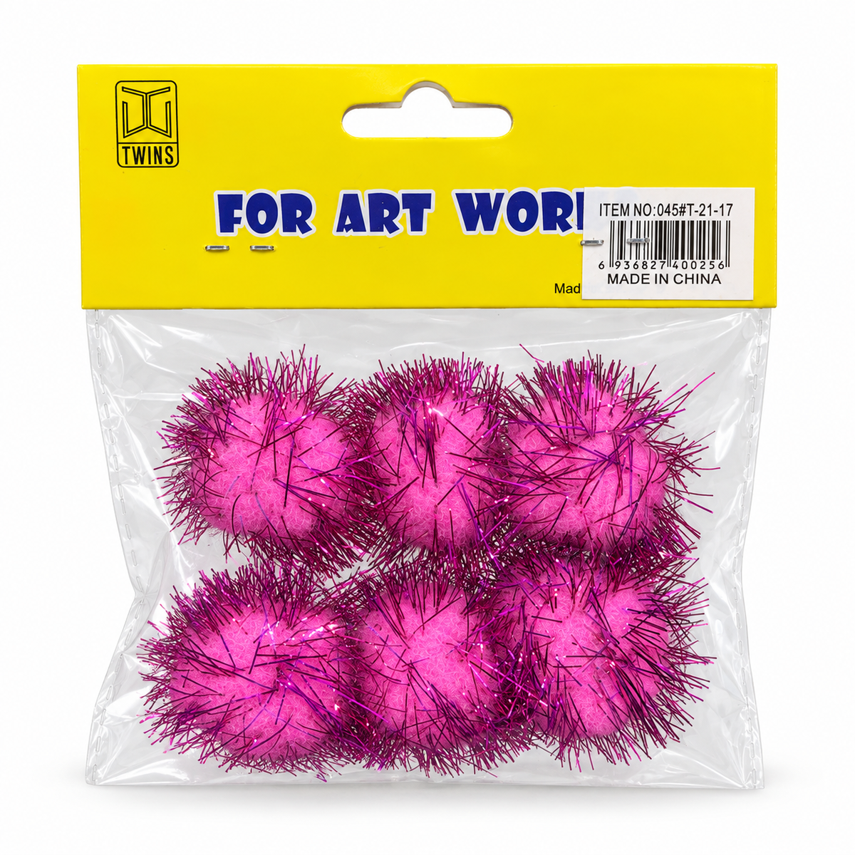 Twins Tinsel Pom Poms Pink || كرات بوم بوم لامعة وردية توينز