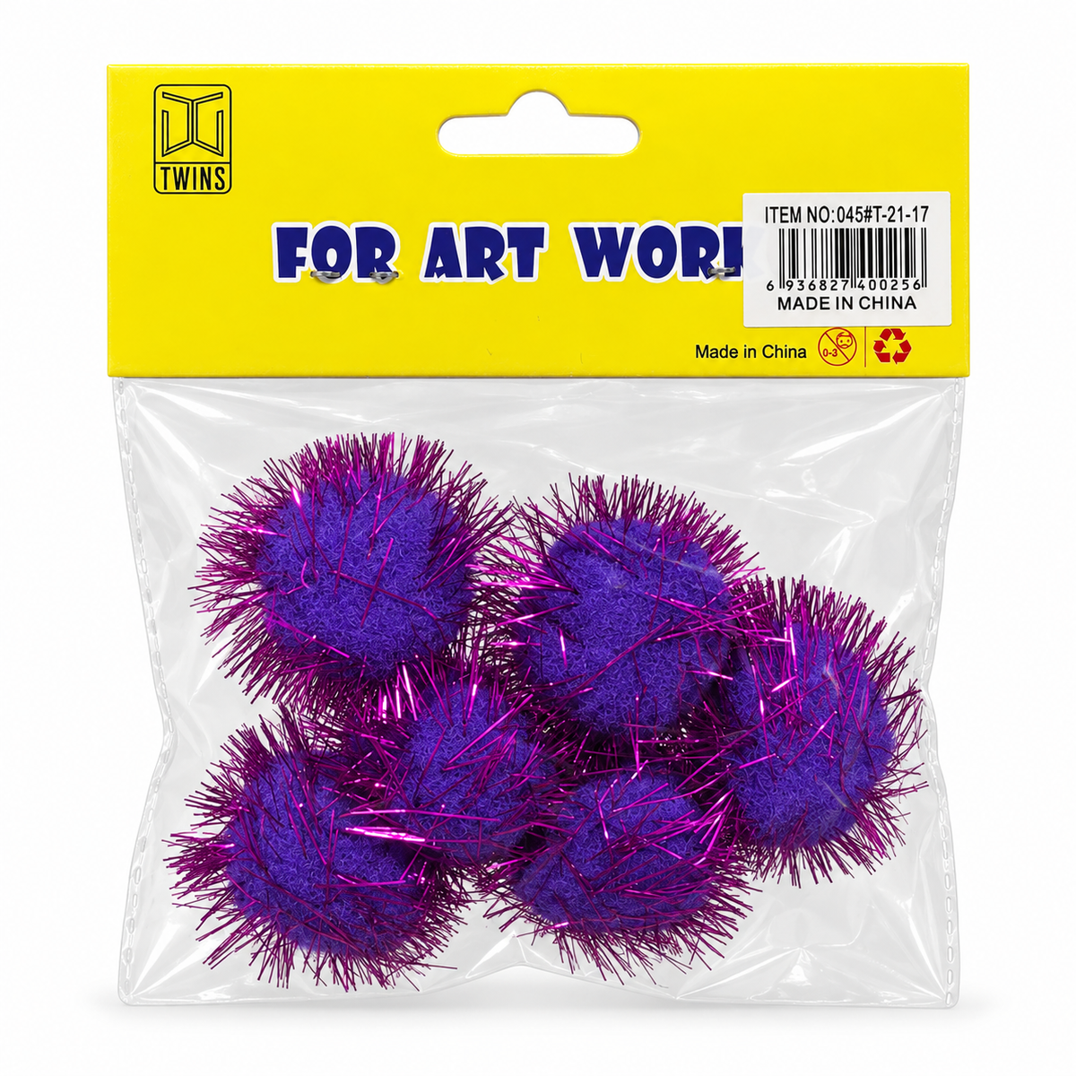 Twins Tinsel Pom Poms Purple || كرات بوم بوم لامعة بنفسجية توينز