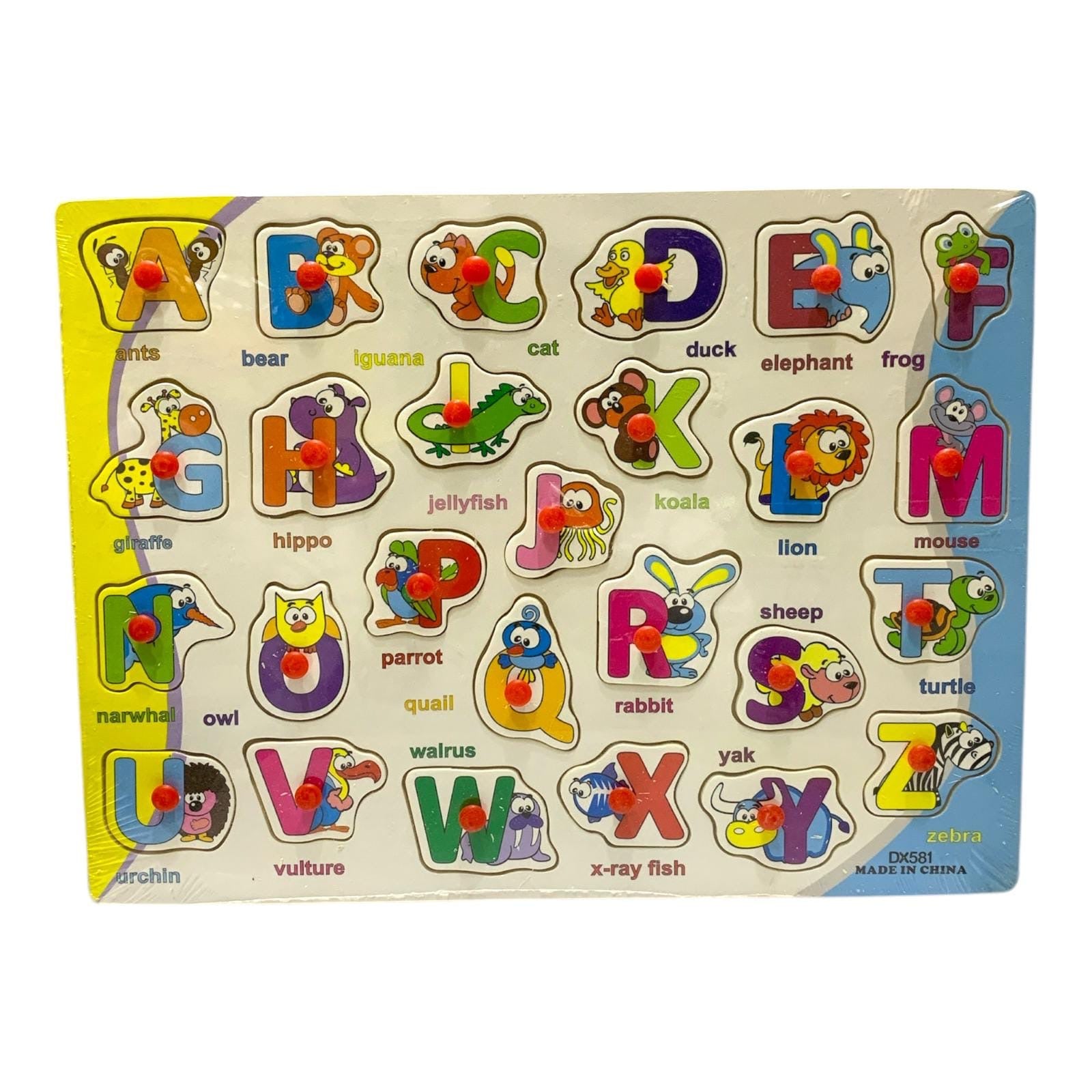 Wooden Animal Alphabet Peg Puzzle DX581