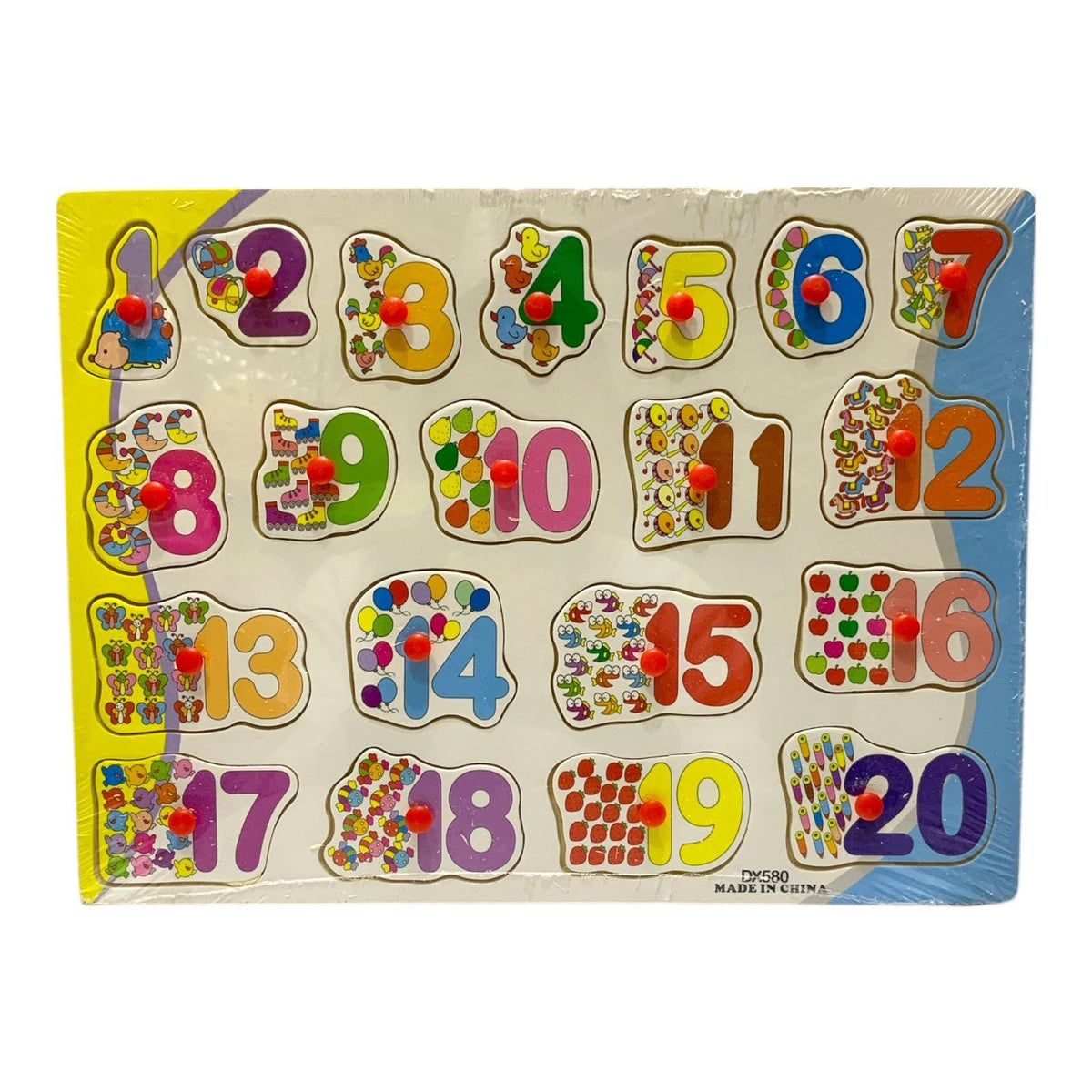 Wooden English Numbers 1 to 20 Peg Puzzle DX580