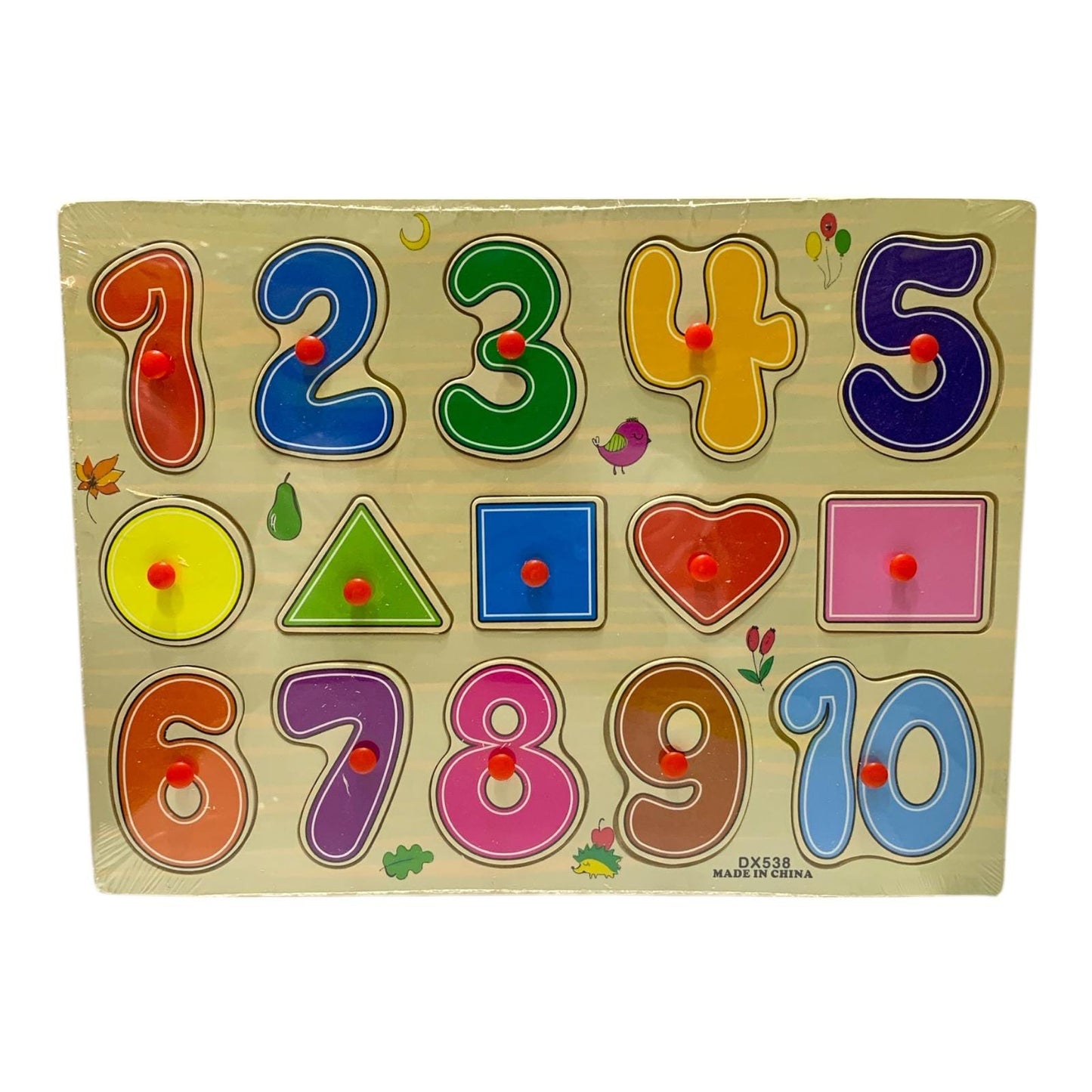 Wooden Numbers and Shapes Peg Puzzle DX538