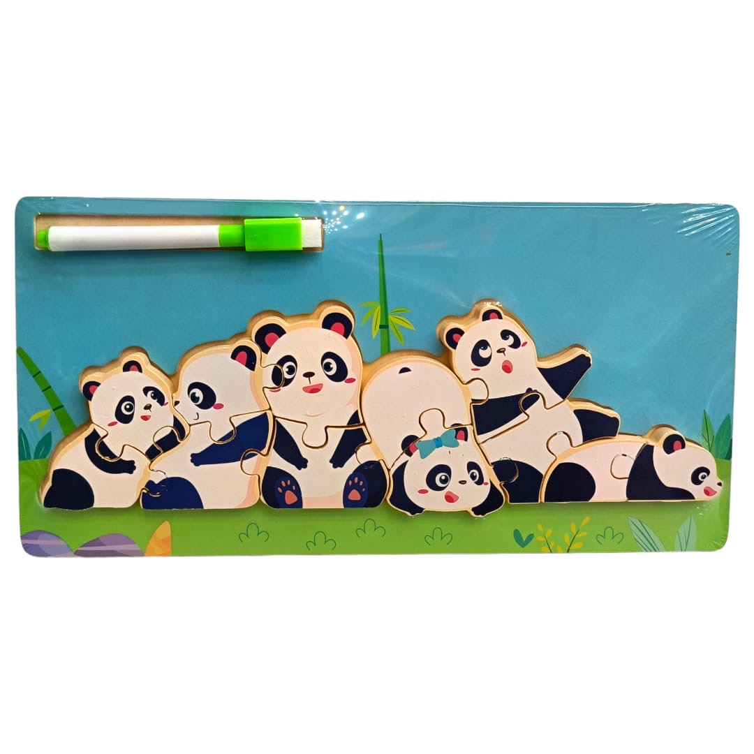 Panda Family Wooden Puzzle 7 Pieces with Marker