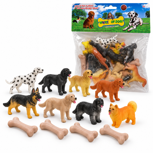 World of Dogs toy figures set with bones