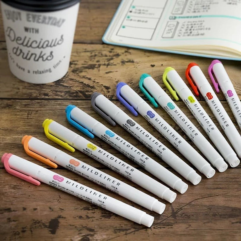 Zebra Mildliner Highlighter Set of 5 Friendly Mild Colors || زيبرا  مجموعة أقلام تحديد فوسفوري ميلد لاينر 5 ألوان هادئة