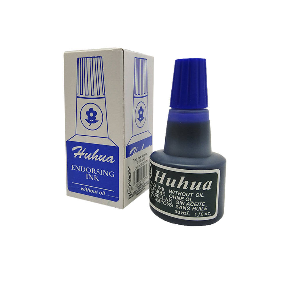Huhua Endorsing Ink Blue Color 30 ml || حبر ختم سائل حجن 30 مل لون ازرق
