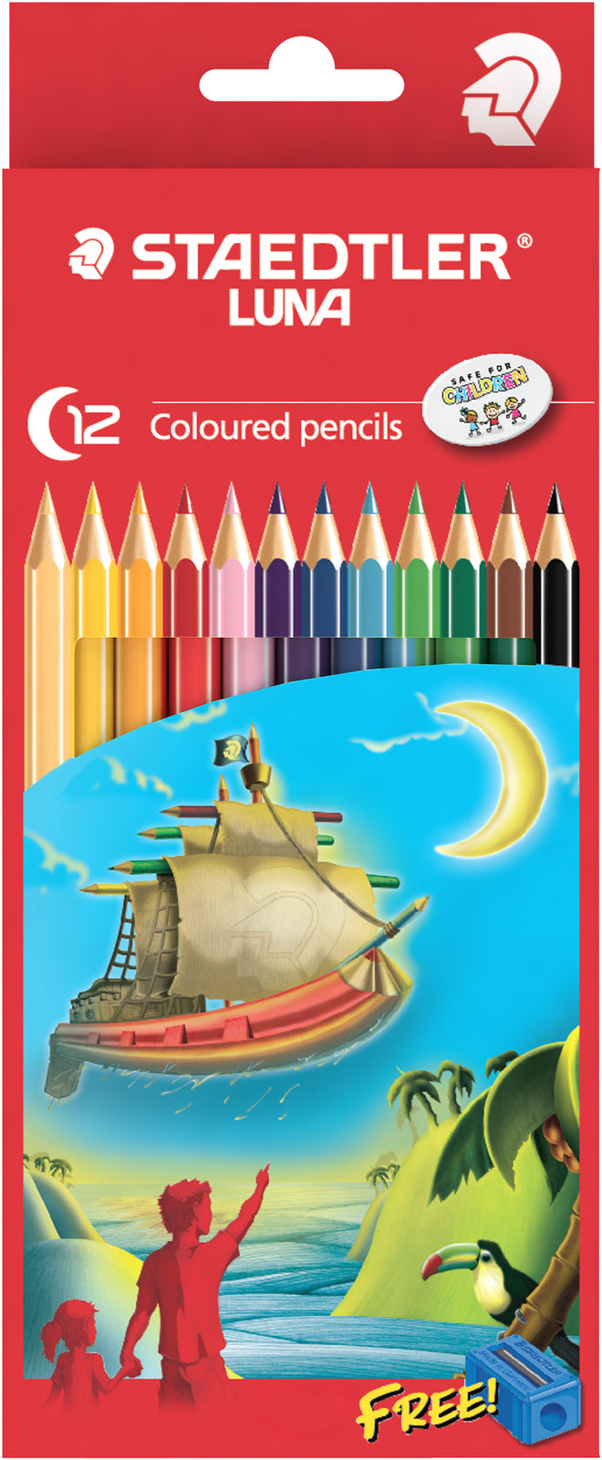 Staedtler Luna colored pencils 12 Colors || الوان خشبية ستدلر علبة كرتون الاصدار الاحمر١٢ لون