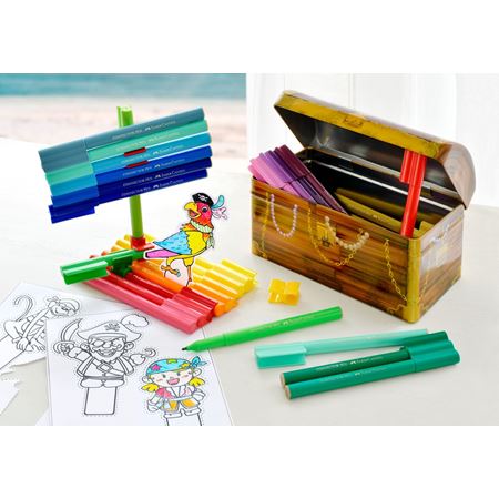 Faber Castell Connector felt tip pen treasure box 33 colors || الوان فيبر كاستل صندوق كنز 33 لون كونيكت - مكتبة توصيل