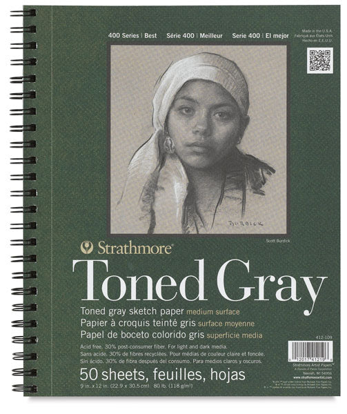 Strathmore Toned Gray 22.9*30.5 cm || دفتر رسم تون رمادي كبير