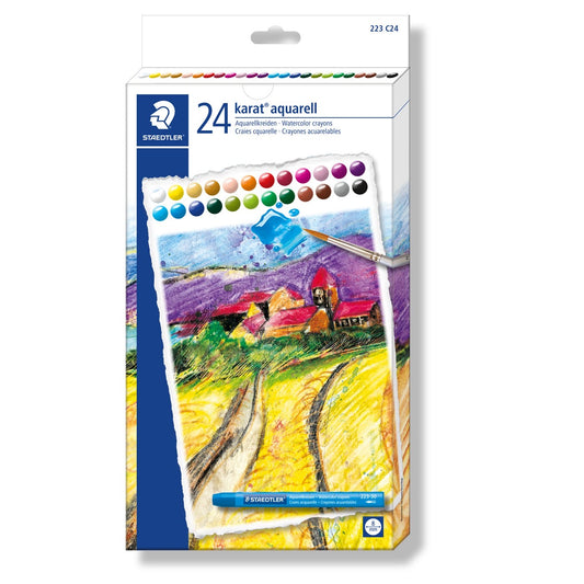 Staedtler 24 Karat Aquarell || ألوان شمعية مائية ستدلر كارات أكواريل، 24 لونًا