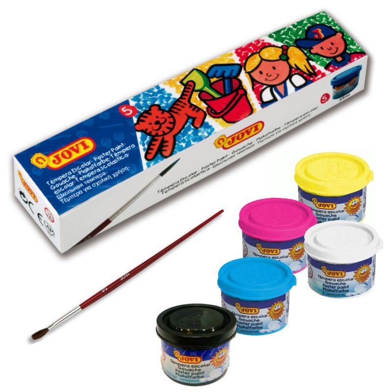 Jovi Poster Color gouache 5 colors || مجموعه الوان قواش بوستر للاطفال 5 الوان