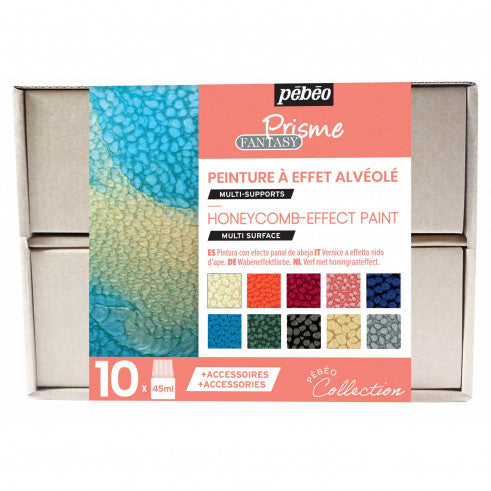 Pebeo Fantasy Prisme Collection Box 10 Colors || الوان عالم الفانتازيا من بيبيو 10 لون مع الادوات