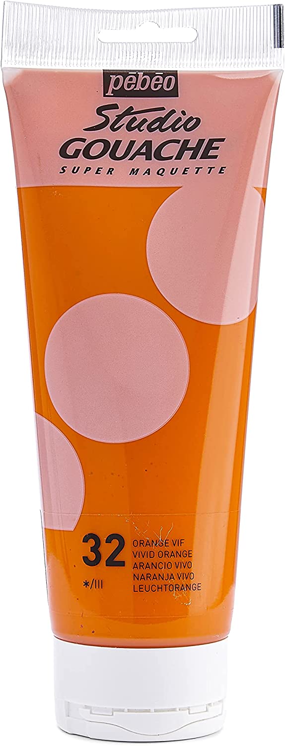 Pebeo Studio Gouache 220 ml Vivid Orange Color || الوان قواش بيبيو 220 مل لون برتقالي