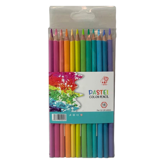 A&T Color Me Pastel Coloring Pencils 12 Colors || الوان خشبية باستيل كولور مي ١٢ لون