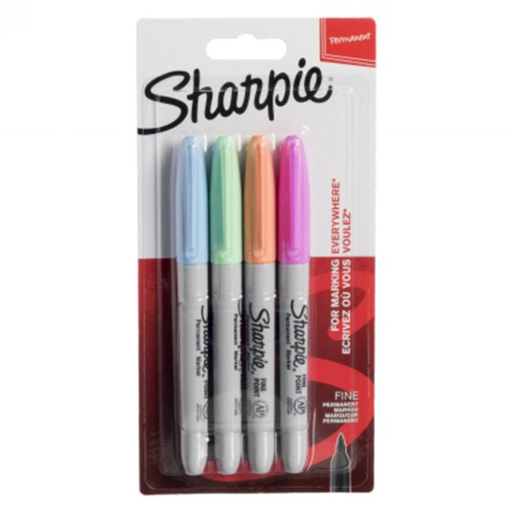 Sharpie Fine Point Permanent Markers 4 Colors Bright || الوان ماركر الثابته من شاربي 4 لون فاتح