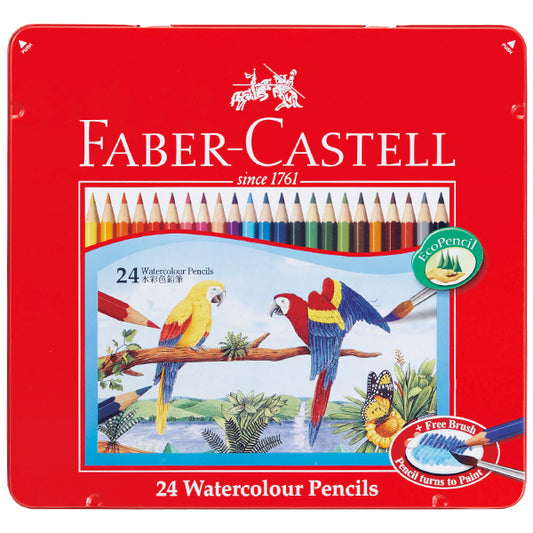 Faber Castell WaterColor Pencils with Brush || أقلام تلوين خشبية مائية فيبر كاستل مع فرشاة