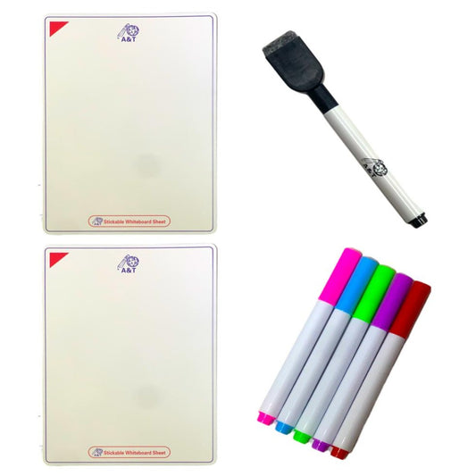 A&T Sticky Whiteboard Set || مجموعة صبورة أطلس اللاصقة