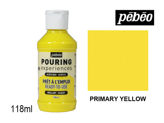 Pebeo Pouring Experience Acrylic Color Primary Yellow || الوان اكريليك سكب بيبيو لون اصفر اساسي