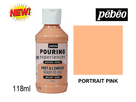 Pebeo Pouring Experience Acrylic Portrait Pink || الوان اكريليك سكب بيبيو احمر وردي بورتريه
