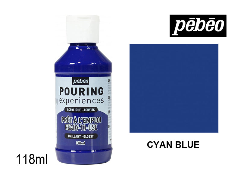 Pebeo Pouring Experience Acrylic Cyan Blue || الوان اكريليك سكب بيبيو ازرق سيان