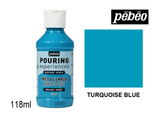 Pebeo Pouring Experience Acrylic Turquoise Blue || الوان اكريليك سكب بيبيو ازرق تركوازي