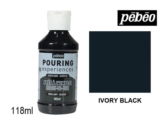 Pebeo Pouring Experience Acrylic Ivory Black || الوان اكريليك سكب بيبيو اسود