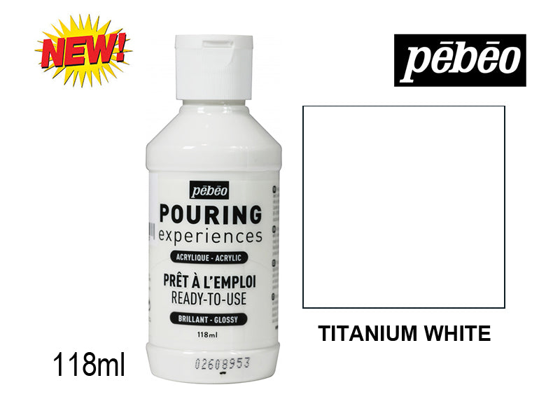 Pebeo Pouring Experience Acrylic Titanium White || الوان اكريليك سكب بيبيو ابيض