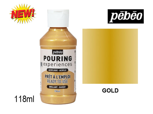 Pebeo Pouring Experience Acrylic Gold || الوان اكريليك سكب بيبيو ذهبي