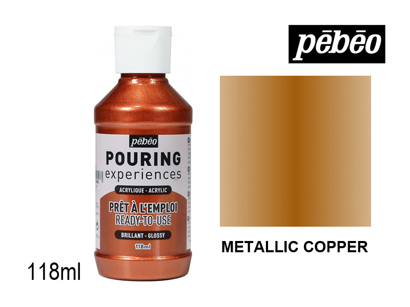 Pebeo Pouring Experience Acrylic Metallic Copper || الوان اكريليك سكب بيبيو نحاسي
