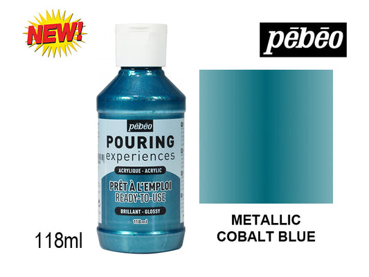 Pebeo Pouring Experience Acrylic Metallic Cobalt Blue || الوان اكريليك سكب بيبيو ازرق ميتاليك
