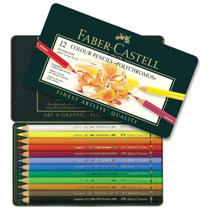 Faber Castell 12 Colour Pencil Polychromos || الوان بوليكروموس فيبر كاستل الخشبية 12 لون