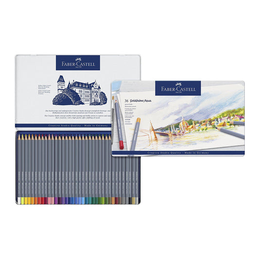 Faber Castell Goldfaber Aqua watercolour pencil tin of 36 || الوان خشبية فيبر كاستل قولد فيبر اكوا مائيه