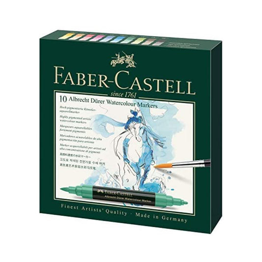 Faber Castell Albrecht Dürer Watercolor Markers Gift Box of 10 || مجموعه اقلام تلوين فيبر كاستل البرت ديورر واتركلر ماركر 10 الوان